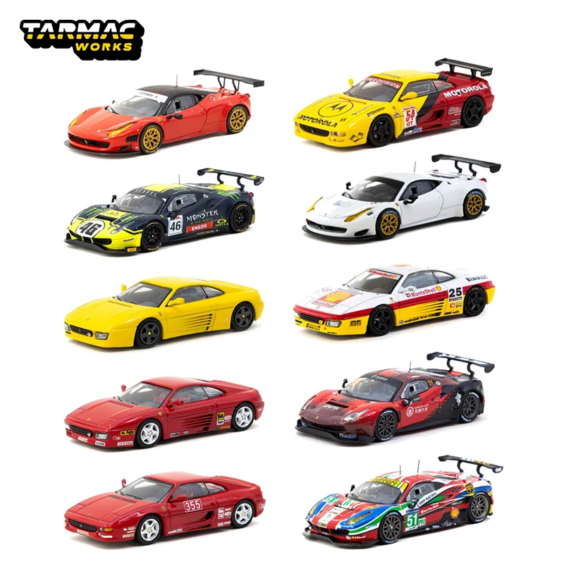 Фото Tarmac работает на складе 1:64 Ferrari 458 488 GT3 345 F355 Challenge, литая под давлением модель автомобиля, коллекция игрушек Tarmac Works №1