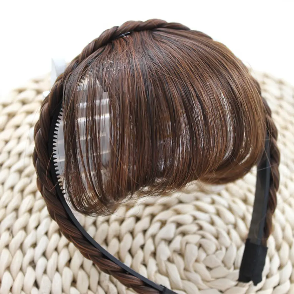 Черно-коричневая искусственная челка с зажимом для наращивания волос