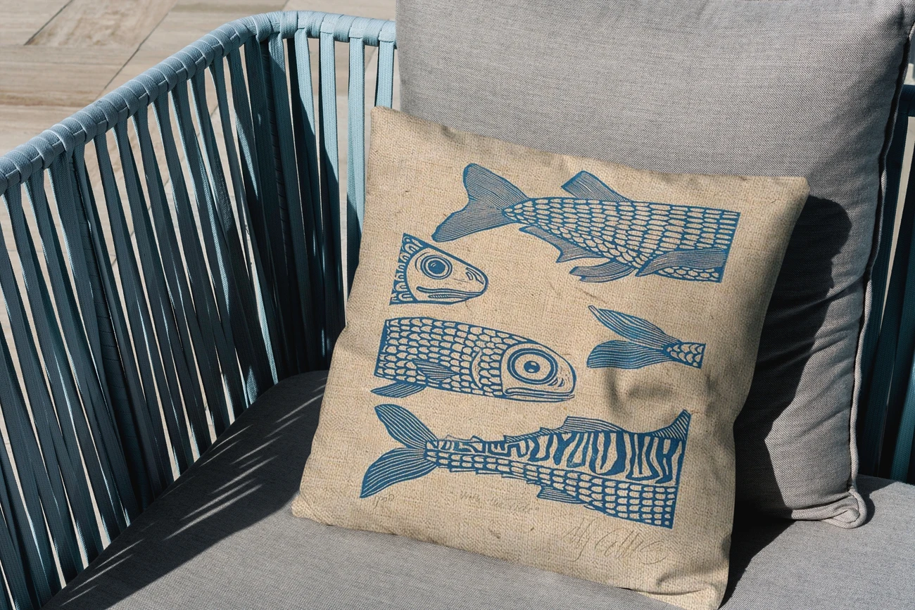 Наволочка с рыбками Декор для дома декоративная уличная Подушка Чехол наволочка