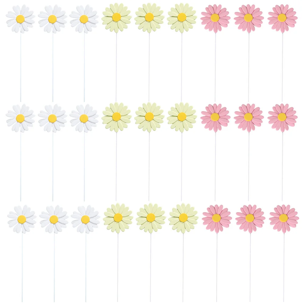 

30 Pcs Cocktail Cake Topper Girls Daisy Party Decorations Wedding Floral Picks Flower Cupcake Toothpick