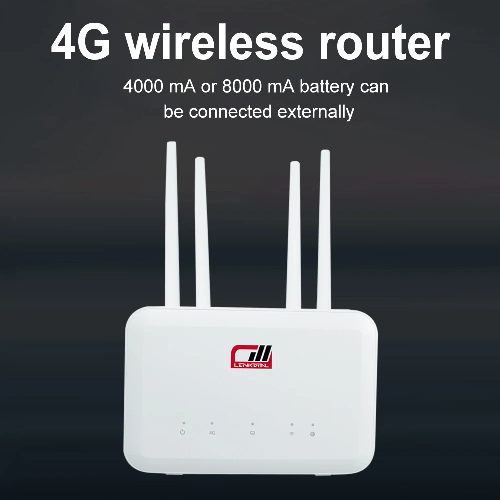 

Беспроводной роутер 4G со слотом для SIM-карты, роутер 4G 300 Мбит/с, Поддержка питания от батареи, 4 внешних антенны для дома, отеля