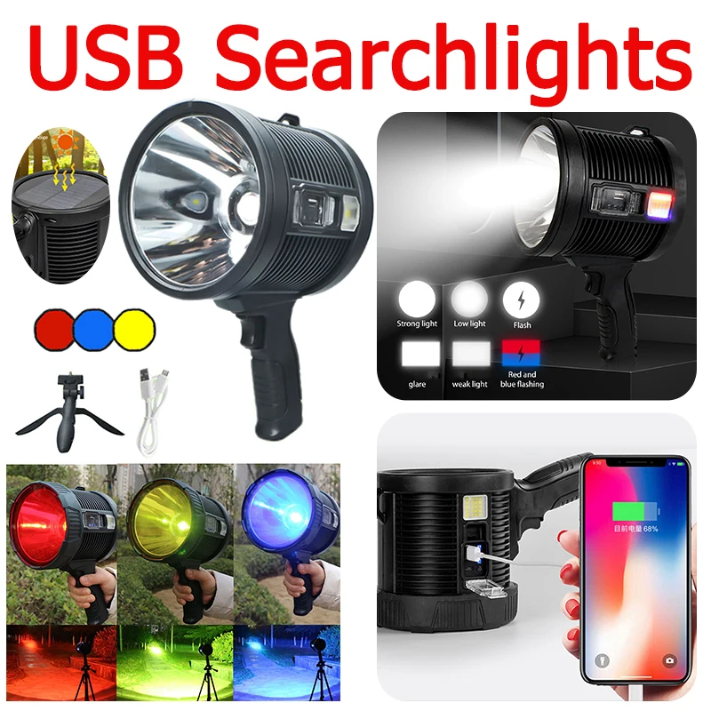 

Рабочие USB-лампы для помещений, ручной фонарь на солнечной батарее, предупреждающий фонарик, фонасветильник с высокой мощностью и фиксирова...