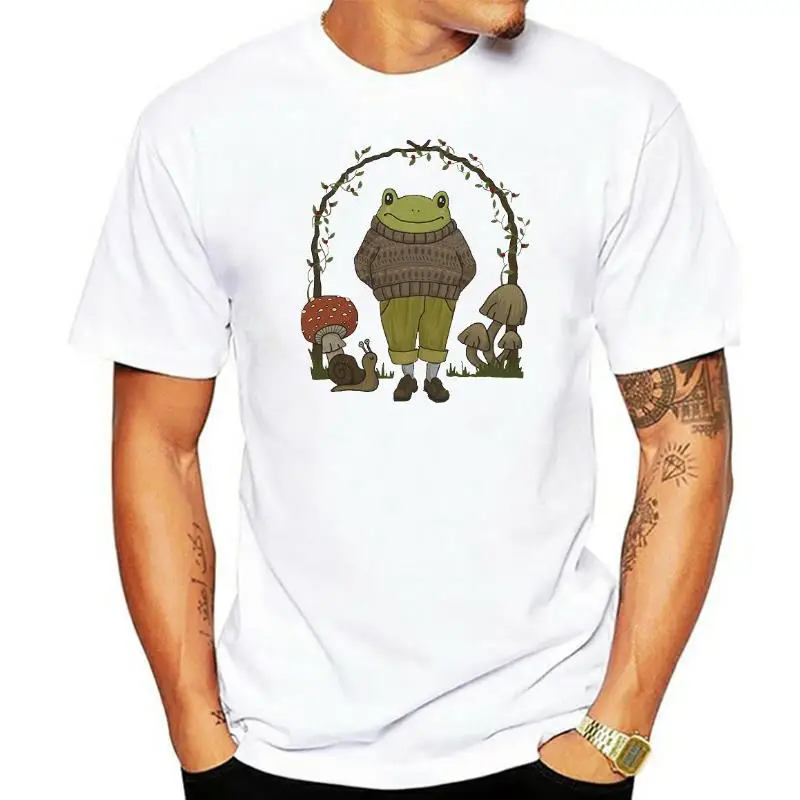 

Goblincore Эстетическая лягушка гриб хлопковая темная Академия винтажная 100% хлопковая Летняя мужская новинка футболка оверсайз