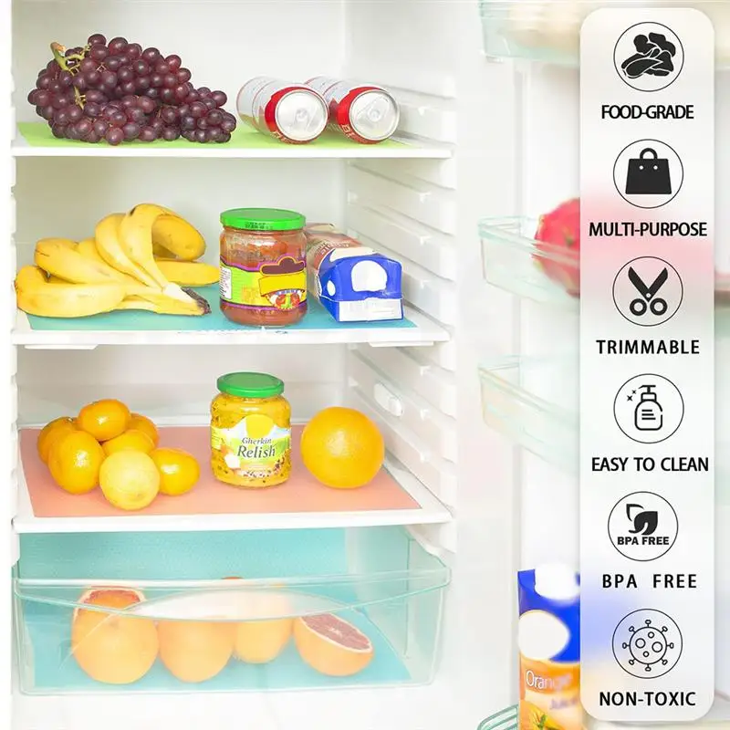 

8 Pcs Refrigerator Liners Washable Mats Covers Pads Home Kitchen Gadgets Organization for Glass Shelves Vegetables Drawers Green