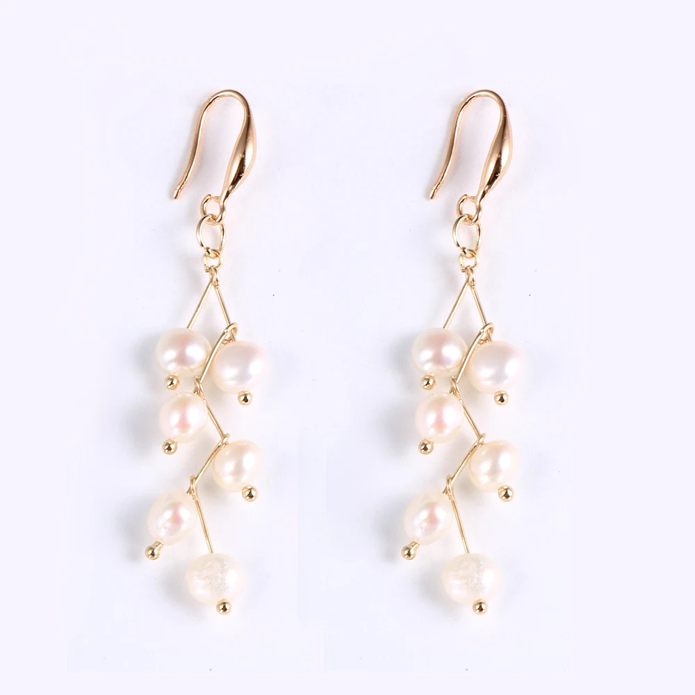 

New Korean Classic Baroque Natural Pearl Drop Earring Gold Copper Quality Fashion Jewelry For Women