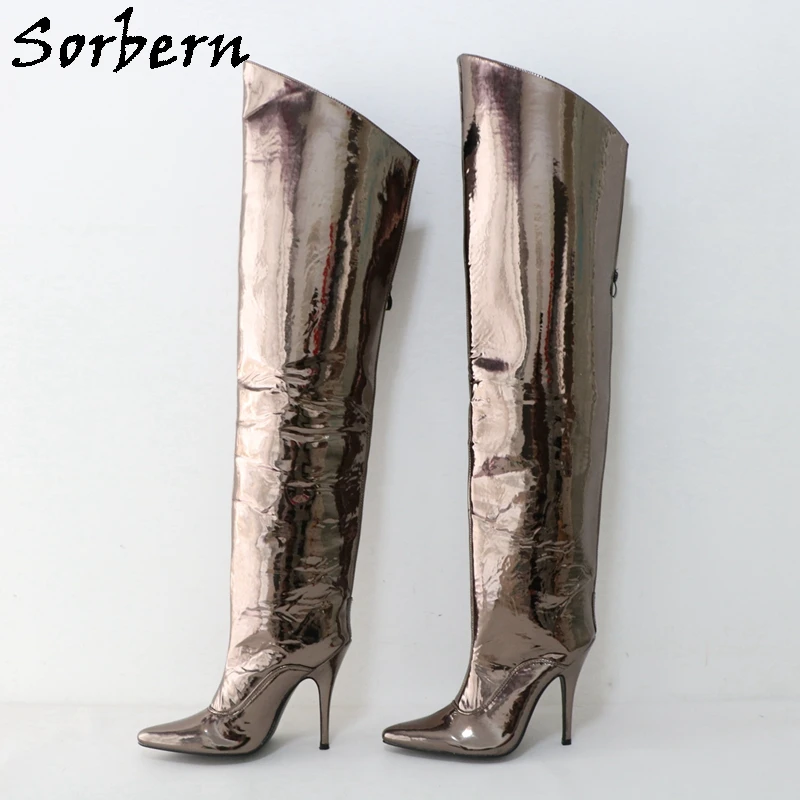 

Sorbern 12Cm Over The Knee Boots Stiletto Hard Shaft Women Custom Color Mid-Thigh Boot White Fetish High Heel Boot Open Back