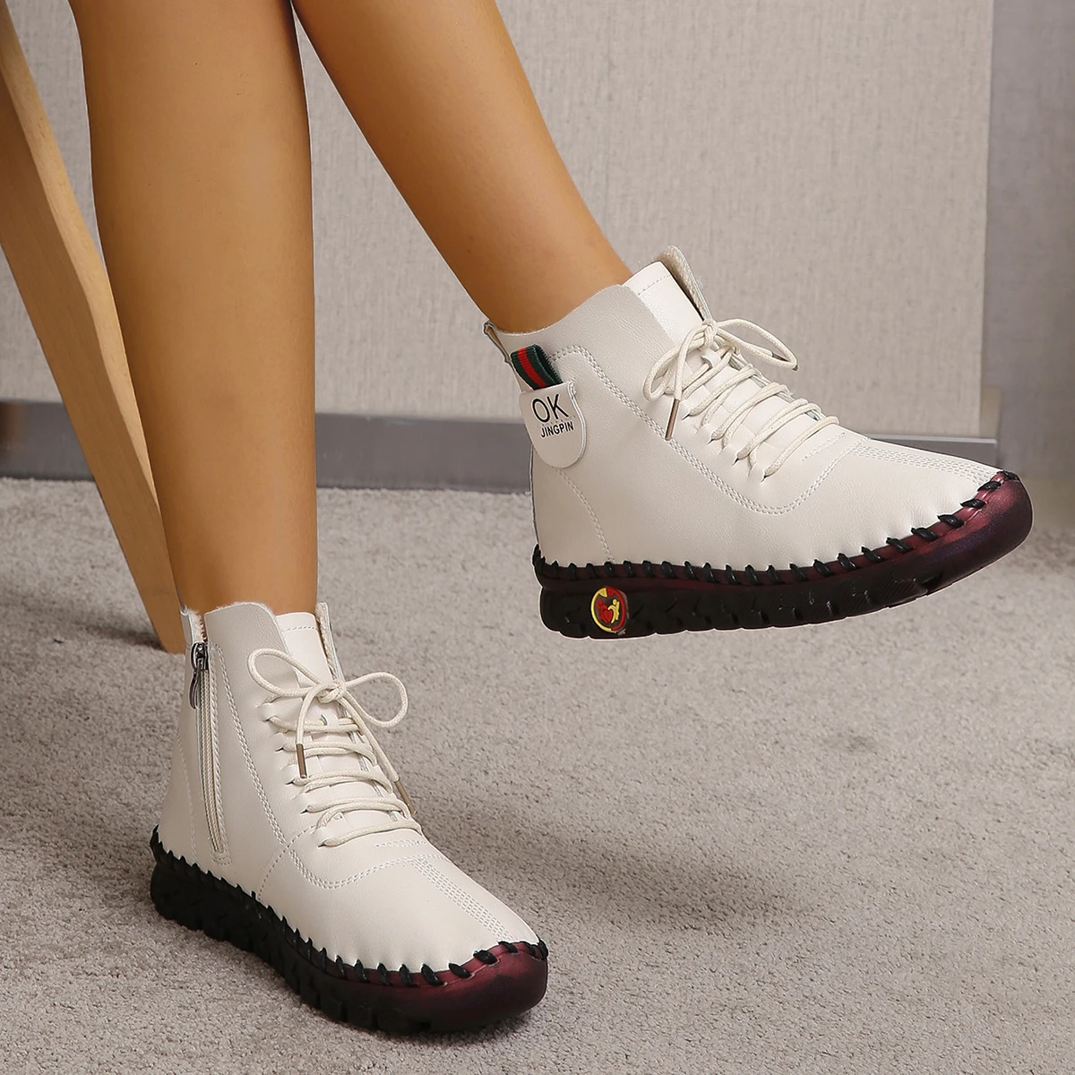 

2022 Sneakers Women Shoes Platform Loafers Lace Up Leather Flat Slip-On New Spring Casual Mom Shoe Mujer Zapatos Chaussure Femme