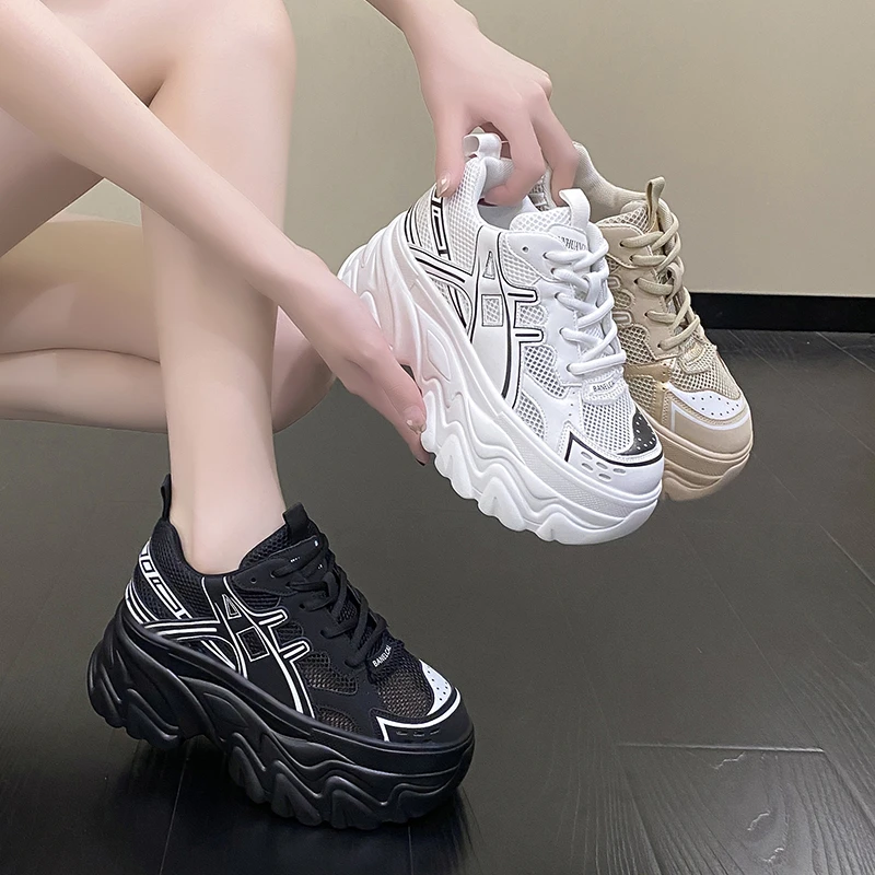 Women's Breathable Mesh Sports Sneakers Platform Non Slip Running Shoes for Women 2023 Spring Autumn Casual Chunky Shoes Woman