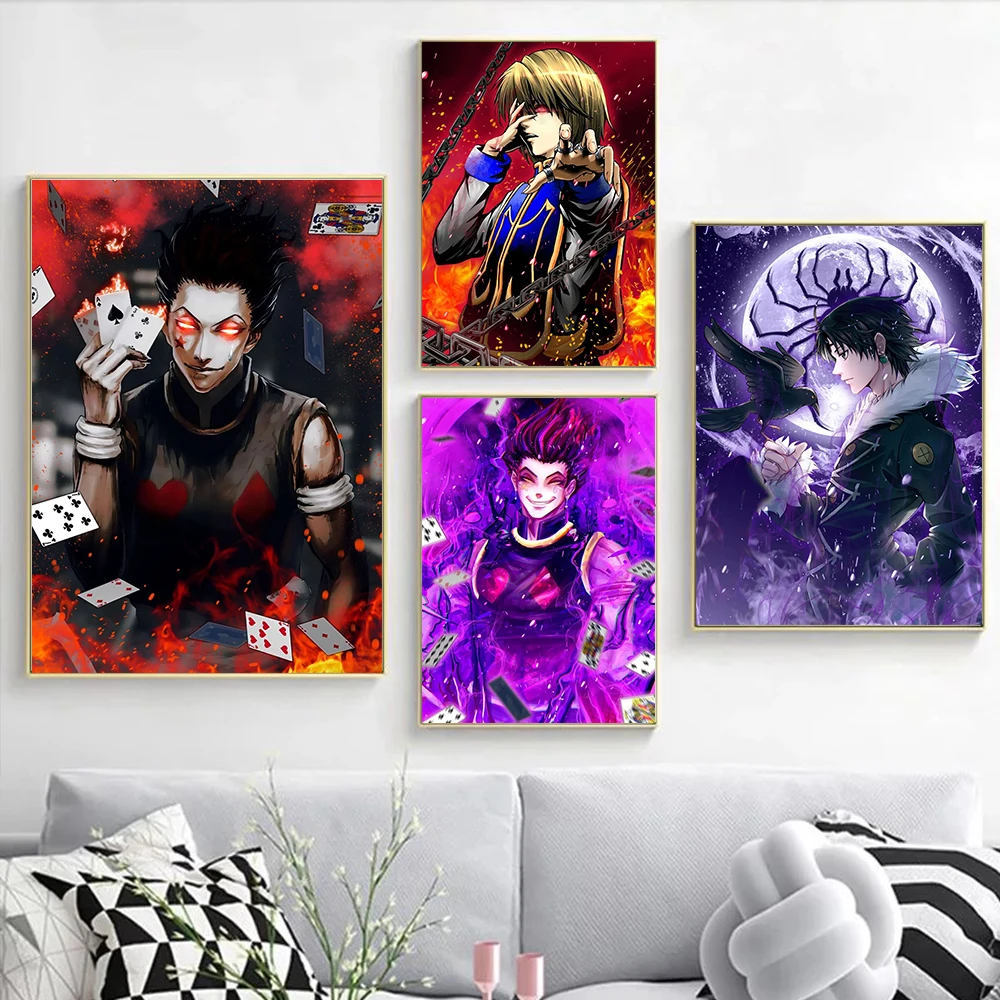 

Подарочные постеры из белой крафт-бумаги с японским мультяшным аниме Hunter X Hunter, детские настенные художественные постеры, принты, Декор