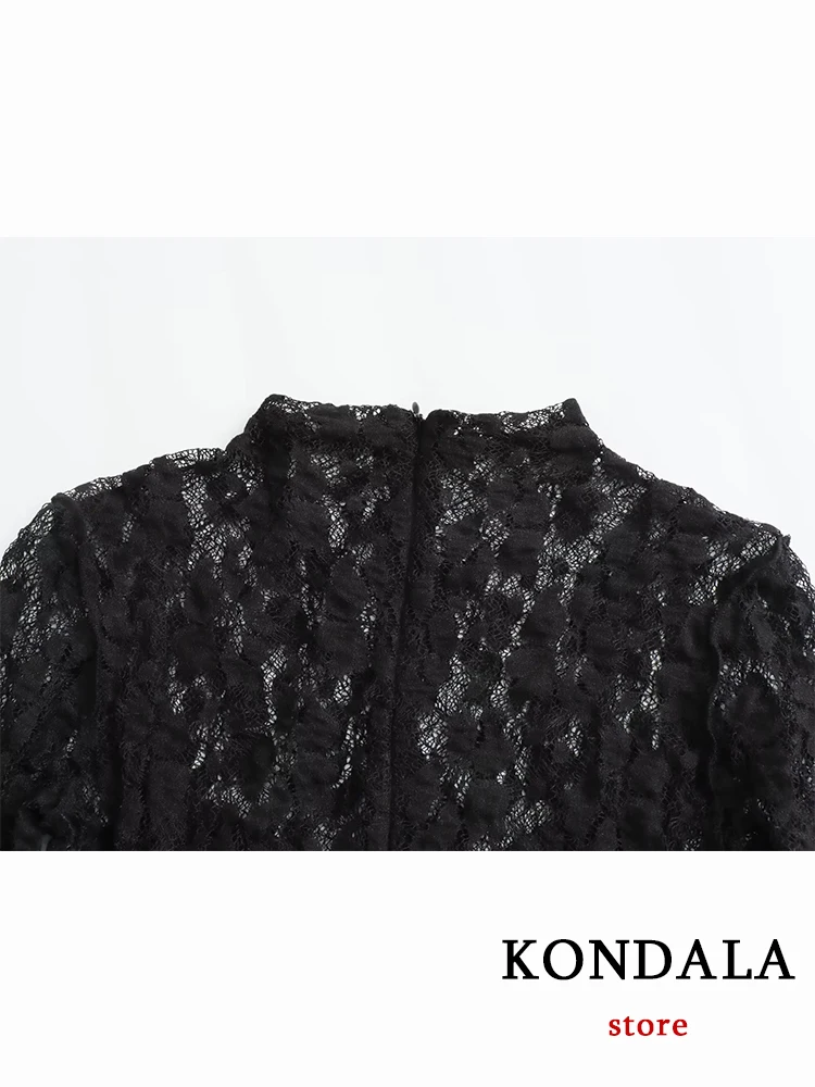 KONDALA винтажное кружевное черное сексуальное женское платье-футляр модное