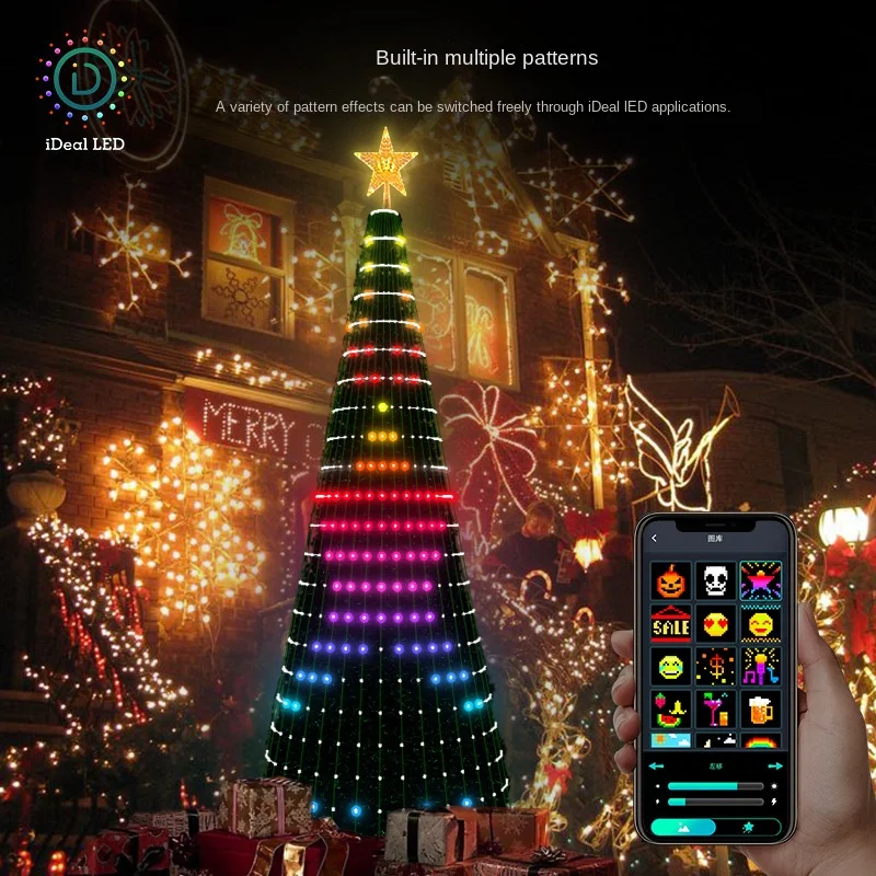 Tuya Smart Christmas Tree Garland LED Fairy String Lights App Remote control DIY Picture Display for Outdoor Wedding Party Decor