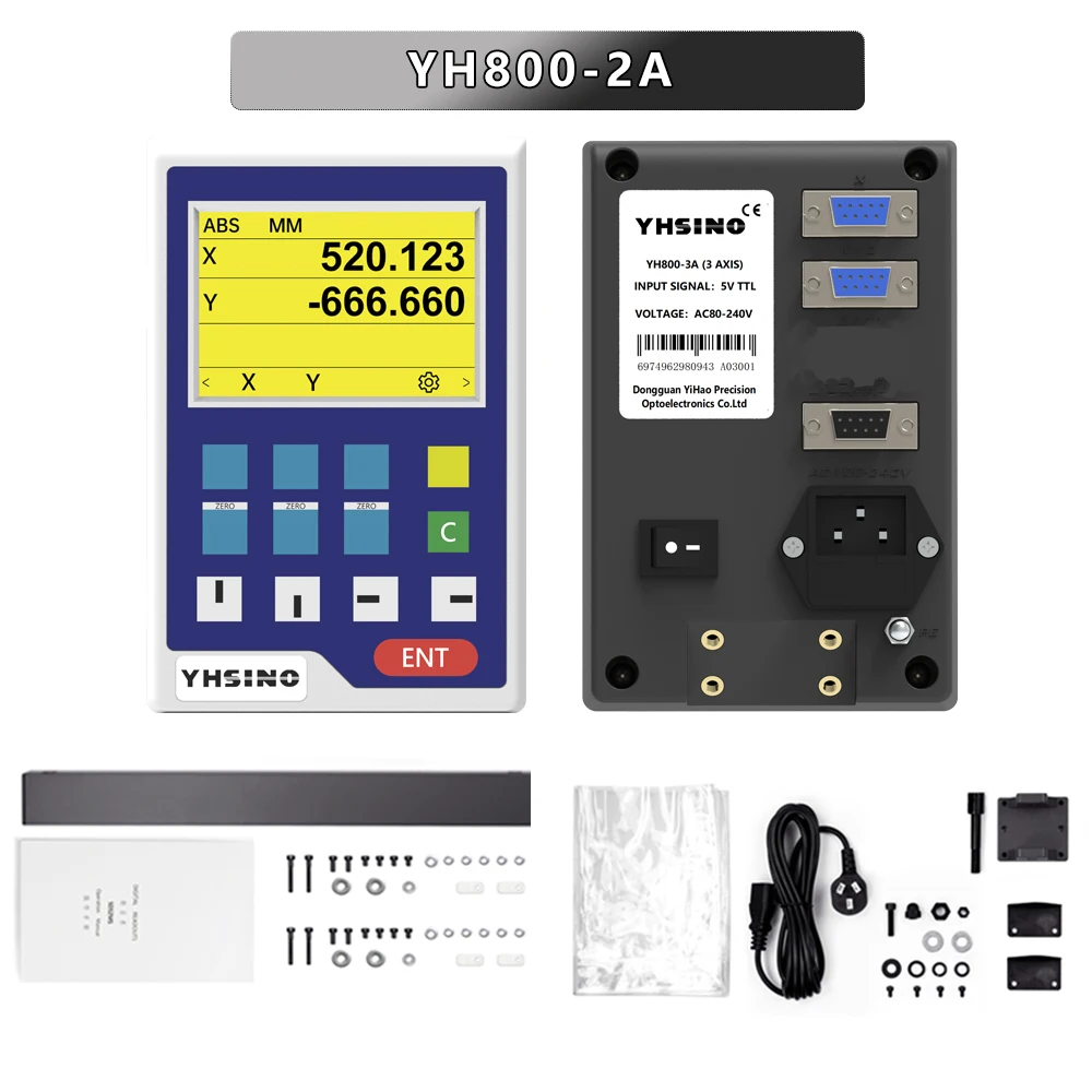 

YHSINO Мини 2-осевой/3-осевой ЖК-дисплей DRO YH800-2A YH800-3A 14 языков TTL DB9, AC80-240V Многофункциональный цифровой считыватель для токарного станка