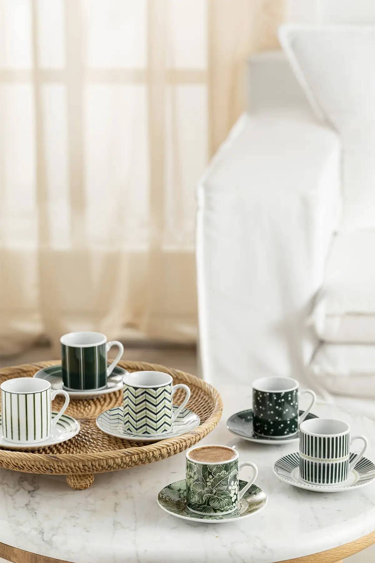 

Набор фарфоровых кофейных чашек Yelena, 12 шт., 80 мл, зеленые чашки, чайная и презентационная посуда, кухонная домашняя мебель