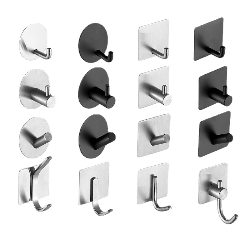 

SUS304 No Drilling Robe Hook Wall Hook Towel Hook for Bathroom Stainless Steel Coat Hook Rustproof Hook Hanger for Kitchen