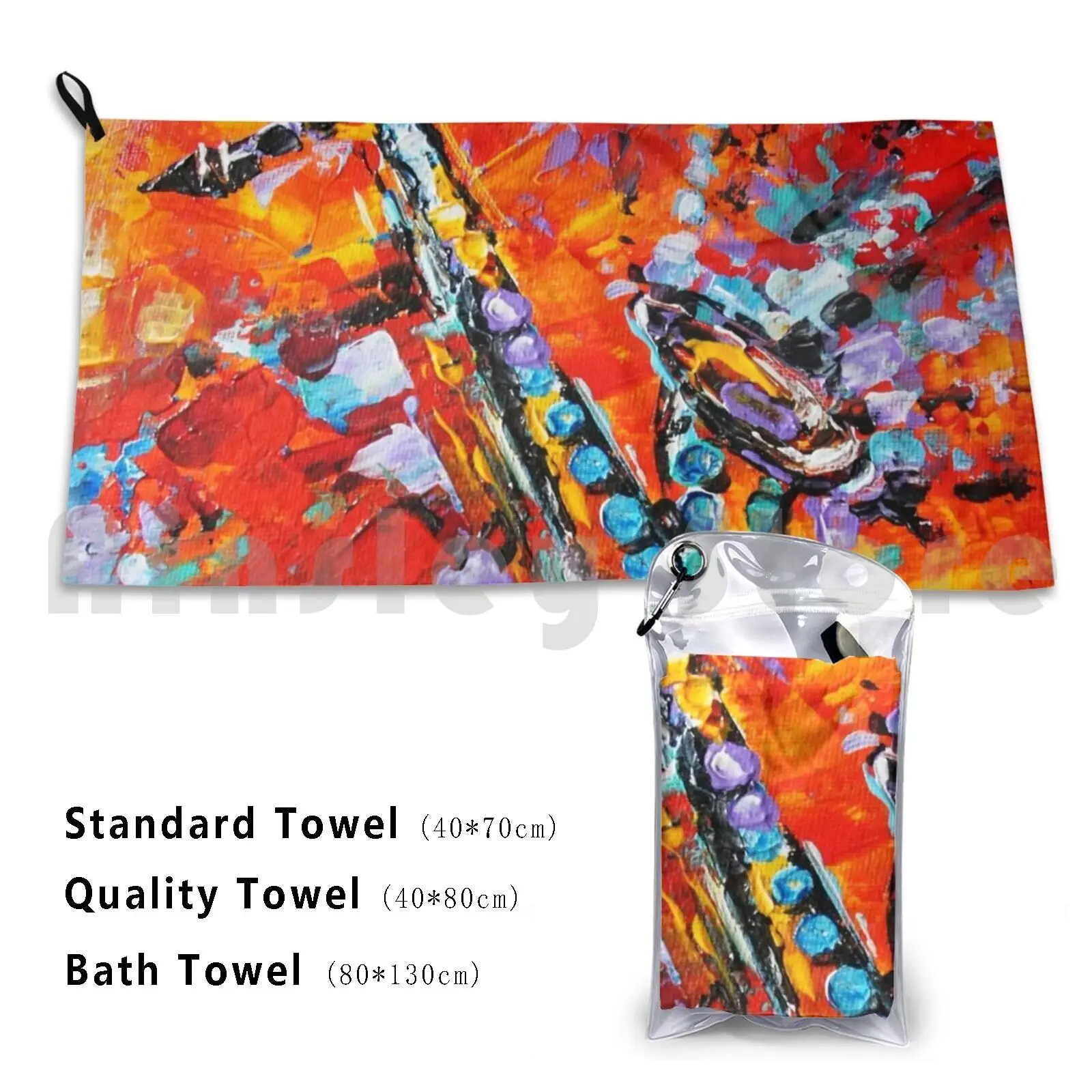 Bath Towel Anais Gruson Anagruz Color Music Joy Happiness Sax
