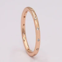 authentic 925 sterling silver rose gold droplet stack with crystal ring for women wedding party europe pandora jewelry