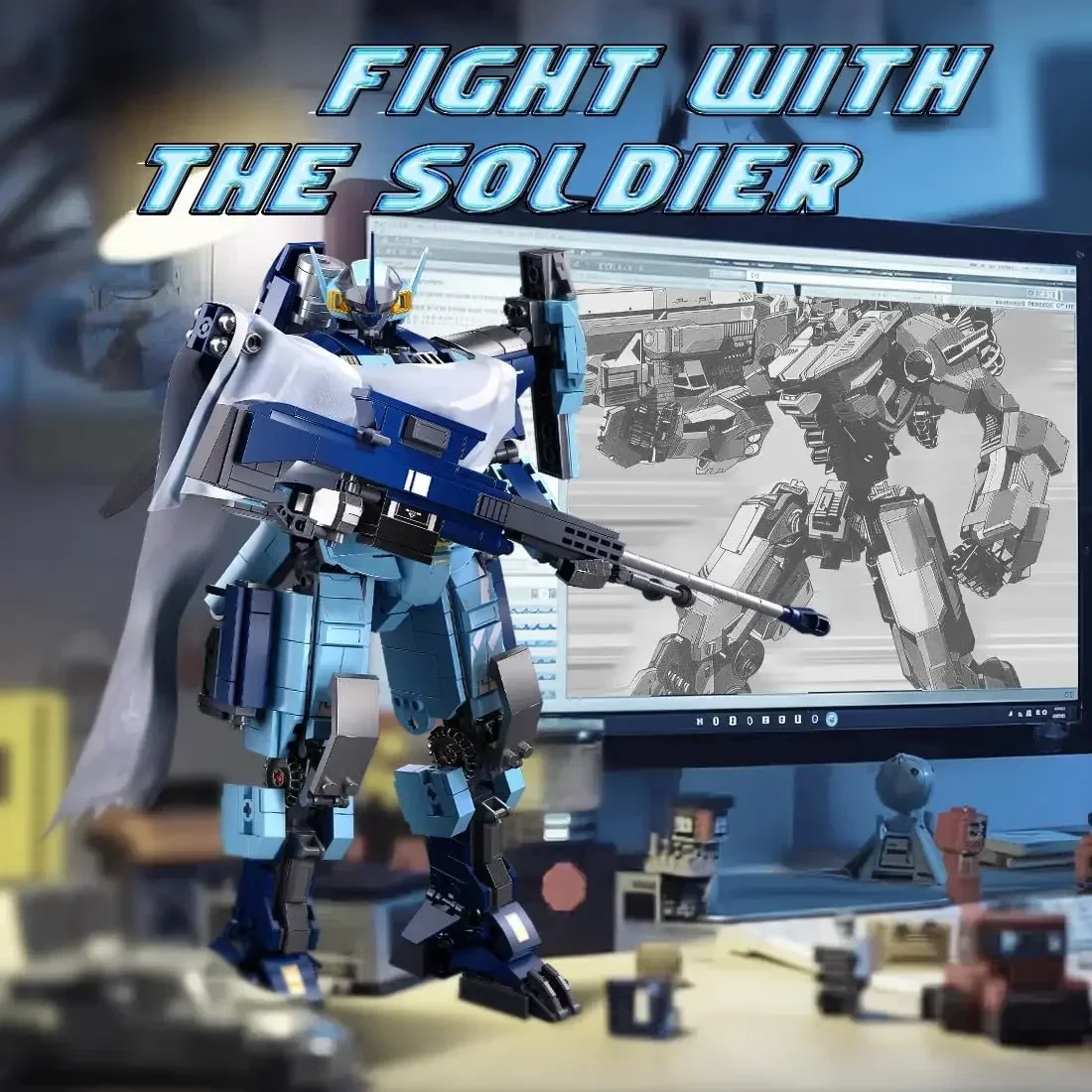 752 шт. военные строительные блоки синий робот фигурка меха модель тяжелого оружия