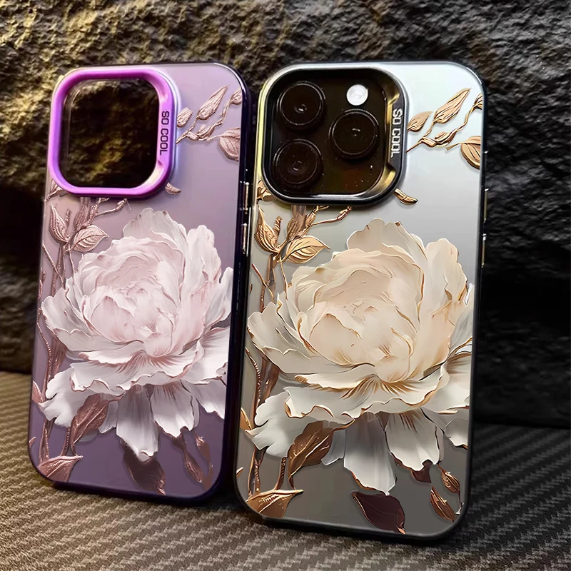 Фото Матовый чехол с золотым цветком лотоса для Samsung Galaxy A55 A35 A25 A15 A05 A05S 5G A13 A23 A12 A22 A32 A52 A52S A51 A71 4G №2