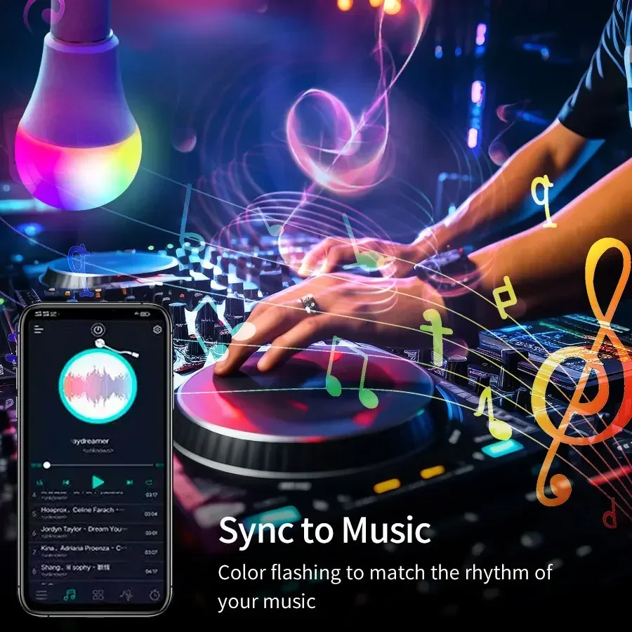 Tuya Bluetooth RGB Светодиодная лампа E27