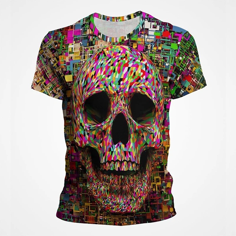 

Men 3D Print Skull Death Horror Graphics T Shirts Summer Unisex Gothic Casual Short-Sleeved T-shirt Fashion Streetwear Tee Tops