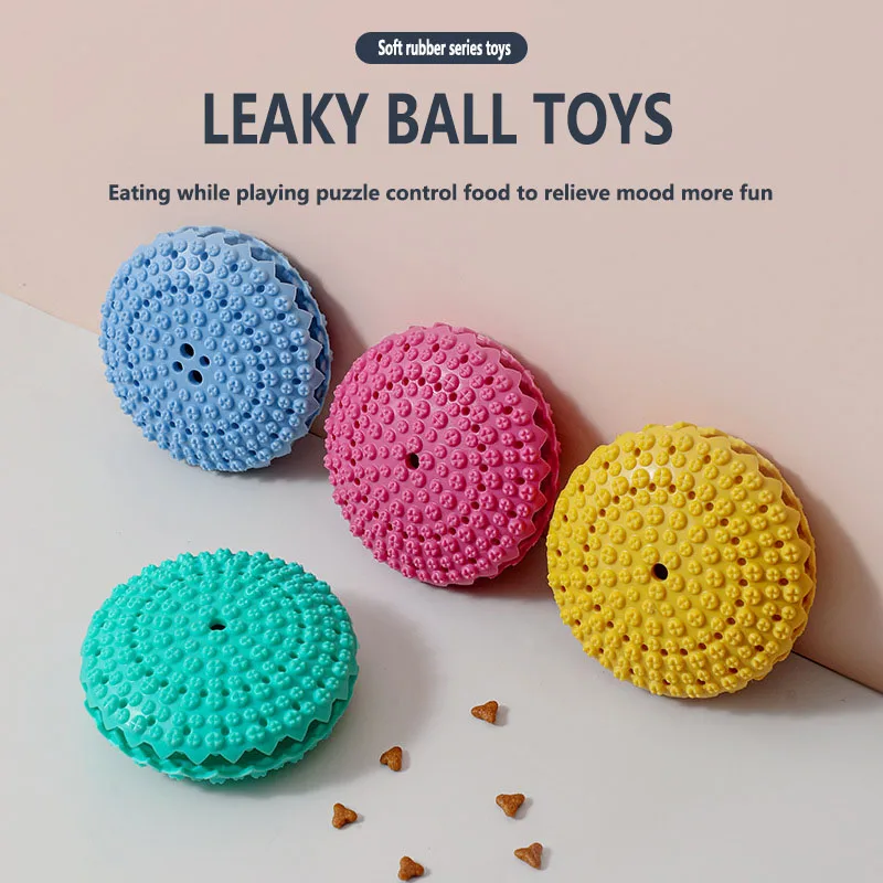 

Interactive Educational Dog Toy Leaky Food Ball Flying Saucer Dog Game Pet Chewing Teeth Cleaning Chews Snack Cat Food Treats B