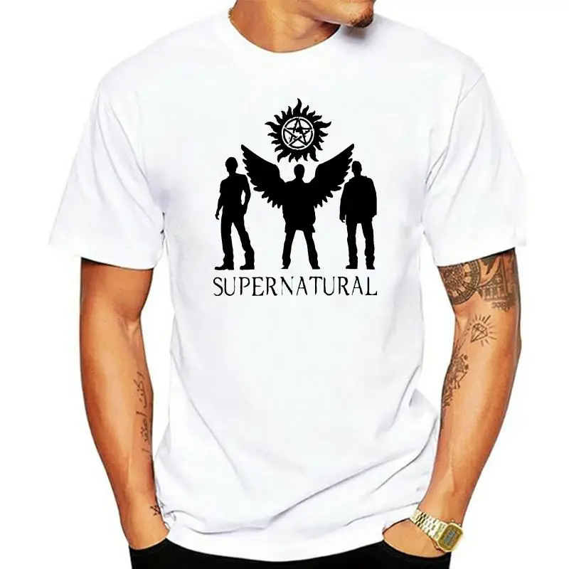 

Supernatural T Shirts Team Free Will Spn Brothers Angel Winchester T-Shirt Man Short Sleeve Tee Shirt Cotton Tops Large Size