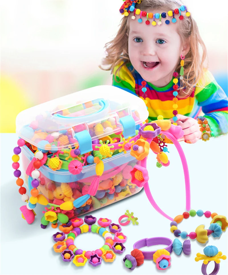 

500pcs DIY Handmade Beads Toys For Children With Accessory Set Girl Weaving Bracelet Jewelry Making Toys Creative Children Gift