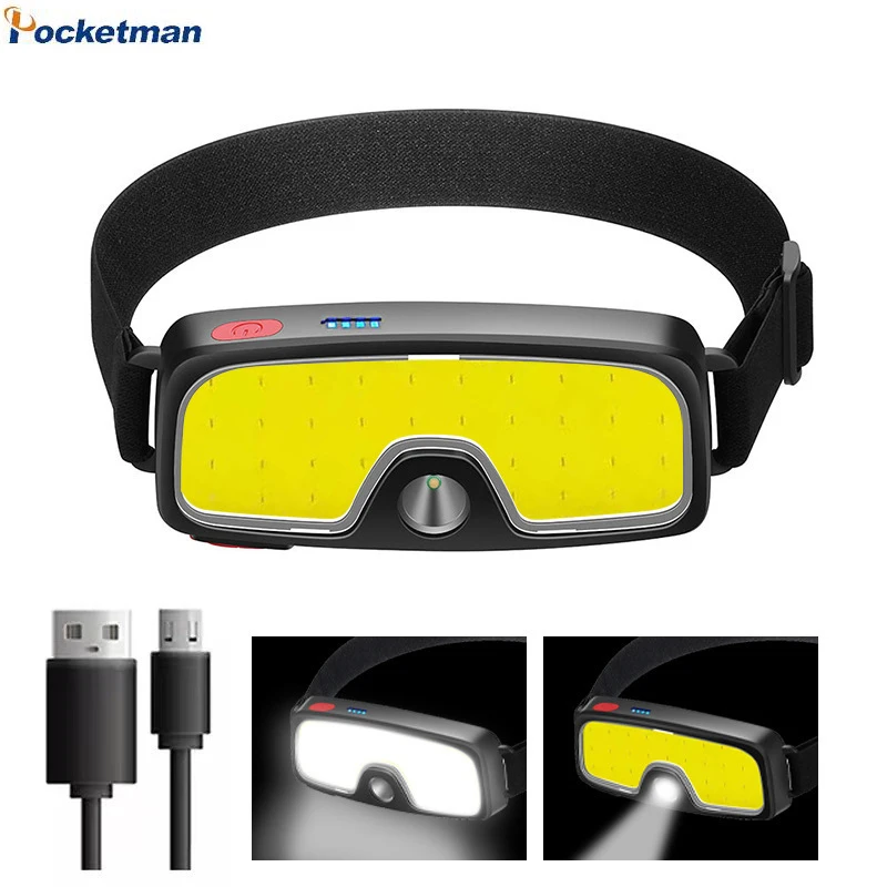

COB LED Headlamp Portable Mini Headlight Built-in Battery Flash Light USB Rechargeable Torch Lantern Camping Lamp Flashlight