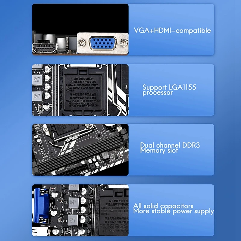 Материнская плата H61M LGA1155 (Core I7/I5/I3) PCI-E 8X DDR3X2 M-ATX SATA2.0 материнская для настольного