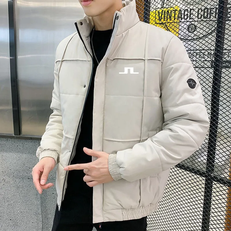 New Autumn Winter Men Golf Jackets Coat Casual Stand Collar Coat Man Golf Wear Down Cotton Keep Warm Male Jacket Overcoat