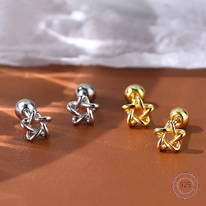 

Женские серьги-гвоздики из серебра 925 пробы, с пятиконечной звездой