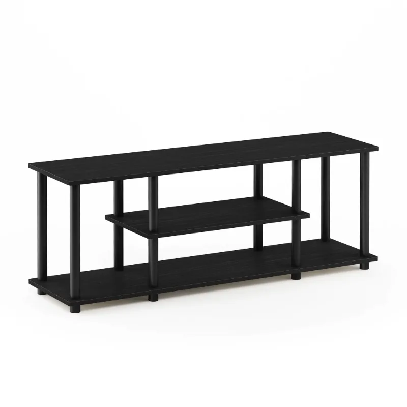 Furinno Turn-n-tube No Tool 3-tier Entertainment Tv Stands, Black 43.8w X 11.7d X 16.2h In