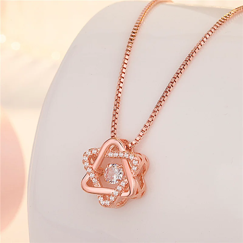 

2022 New In Zirconia Crystal Hexagram Pendant Necklace for Women Men Fashion Stainless Steel Box Chain Necklace Jewelry Gift