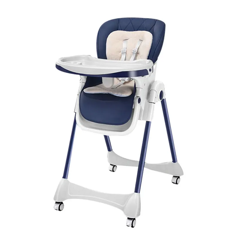 

HY New Multifunctional Portable Foldable High Chair Installation Free Adjustable Height Baby Eating Chair With Double Mat Wheel