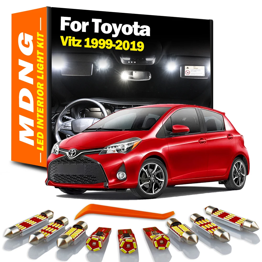 MDNG-Kit de bombillas LED Canbus para Interior de coche, accesorios sin Error, para Toyota Vitz 1999-2013 2014 2015 2016 2017 2018 2019