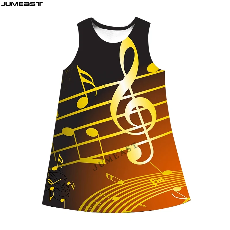 

Jumeast Y2k Women 3D Printed Dresses Hip Hop Piano Guitar Music Summer Sleeveless Dress Suspender Nightdress