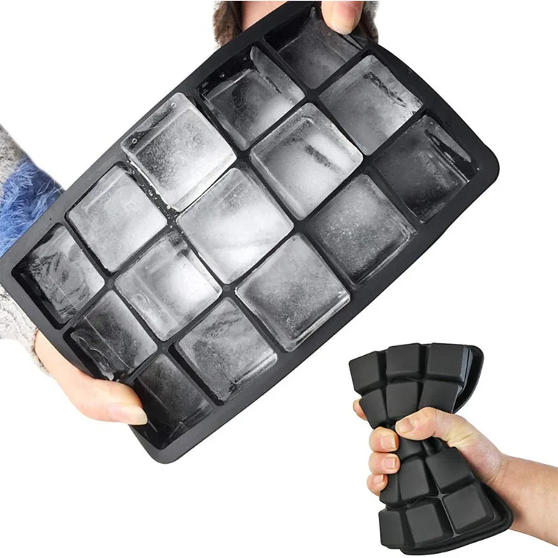 

15 Grid Silicone Ice Cube Mold Big Square Ice Cube Tray Mold Ice Cube Maker Non-toxic Durable Bar Pub Wine Ice Blocks Maker