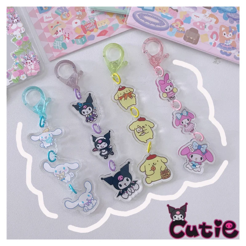 

Sanrioed Anime My Melody Cinnamoroll Kuromi Purin Dog Cartoon Creative Acrylic Keychain Cute Bag Pendant Children Birthday Gifts