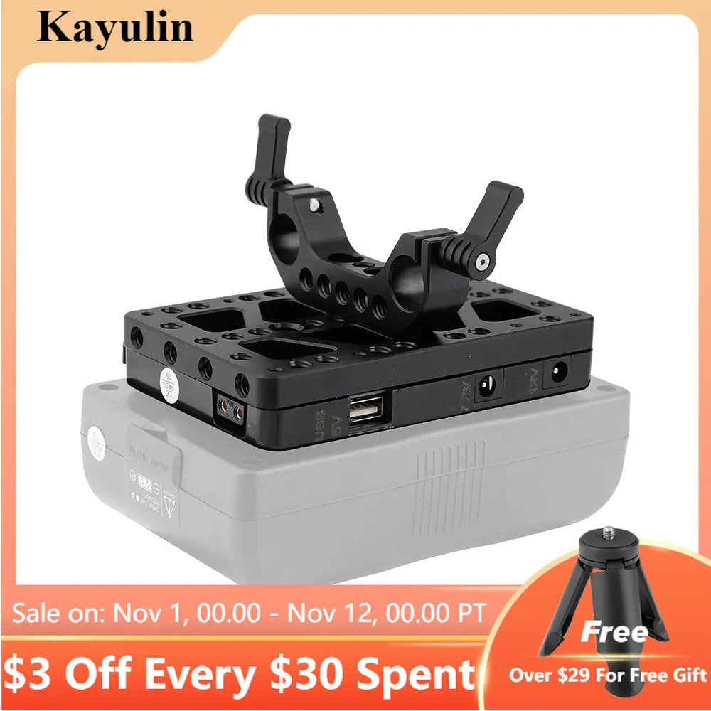 

Kayulin Anton Bauer Gold Mount Power Splitter Battery Adapter With Backboard Cheese Plate and 15mm Rod Clamp Included