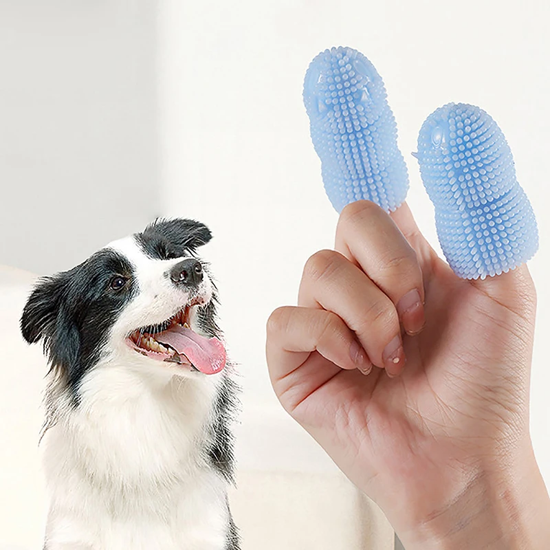 

2pcs Pet Toothbrush Puppy Silicone Finger Toothbrush Teeth Cleaning Bad Breath Care Tools Pet Cleaning Supplies
