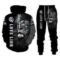 lion king 3d print mens tracksuit hoodies men sweatshirts sweatpants 2 piece suit anime sportswear male sweater oversized set