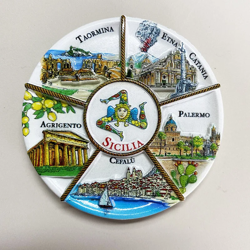 Магниты на холодильник Сицилия Италия 3D стереоскопические сувениры для