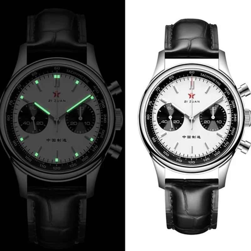 ROTEN STERN Männer 1963 Seagull Bewegung Pilot Mechanische Handaufzug Uhr 40 38mm Sapphire Uhr Panda Chronograph Uhren