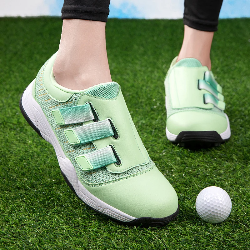 

Professional Golf Sneakers for Couples Pink Green Women Walking Shoes Top Quality Golf Training Man Leather And Mesh Golf Shoe