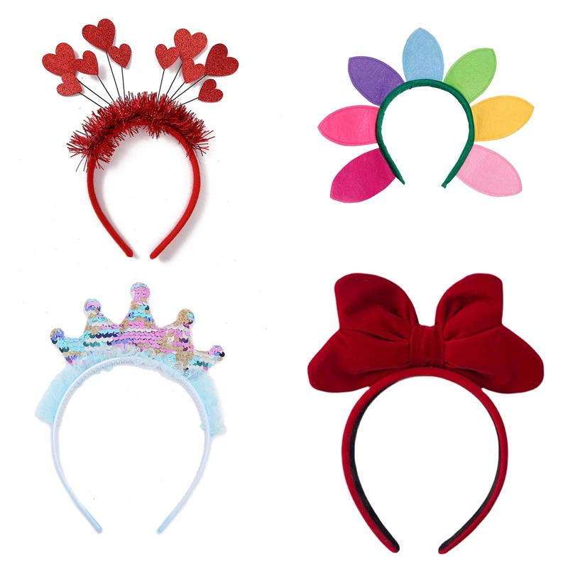 

Повязка на голову для девочек, с блестками, красная, с бантом