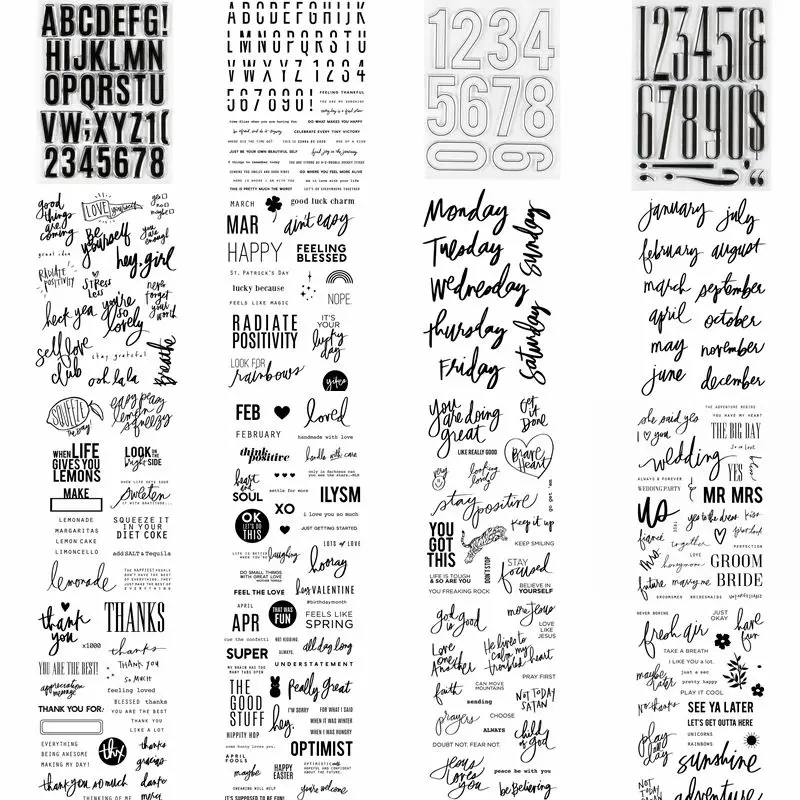 

Alphabet A-Z Thank You Number 0-9 Letter Words Sentence Clear Silicone Stamps Stencils Scrapbook Craft Make Cards Paper Stamp