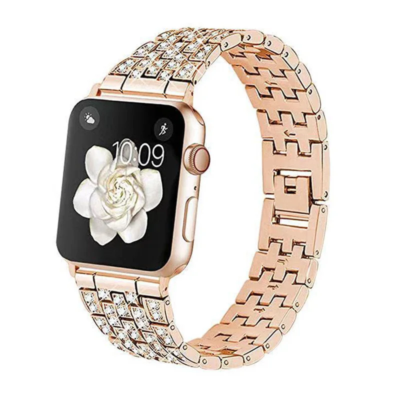 

Diamonds Strap for Apple Watch 6 SE5 4 3 38 40 41MM 42 44 45MM Wristband High Quality Luxurious Metal Smart Watch Band
