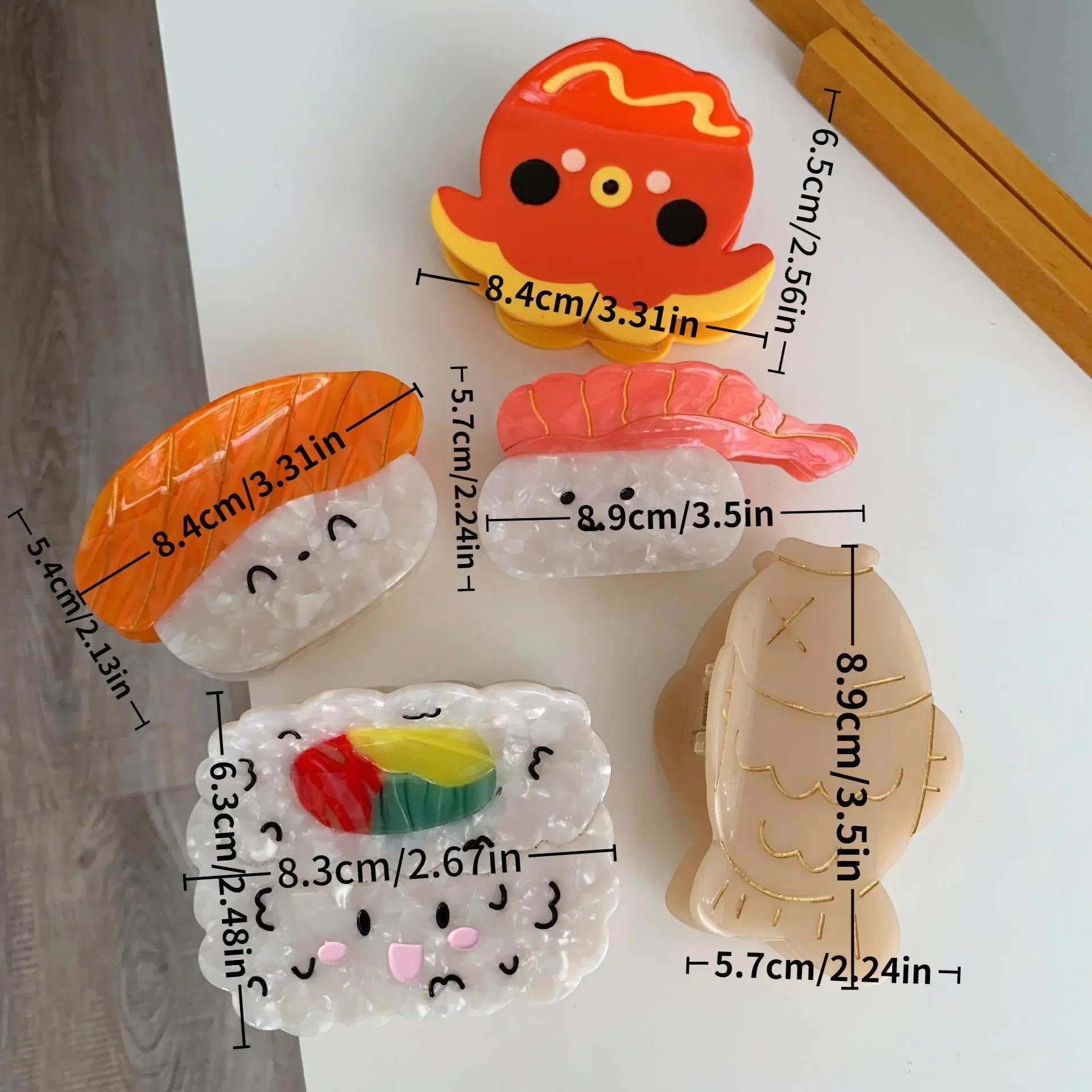 BYL новые заколки для волос в виде осьминога креветок суши ацетатный зажим когтей