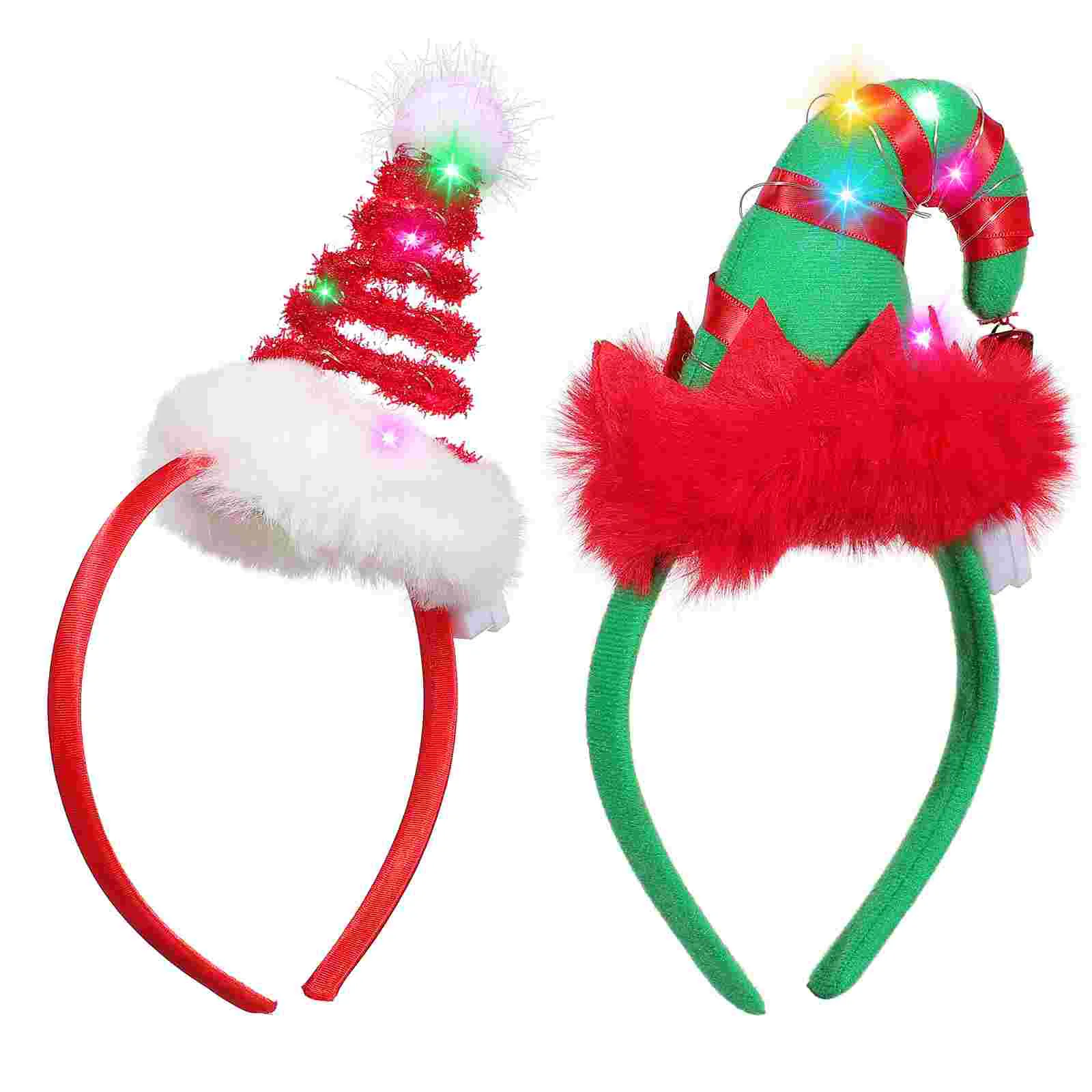 

2pcs Light Hairband Christmas Headbands Christmas Party Hats Christmas Head Boppers Christmas LED Headwears