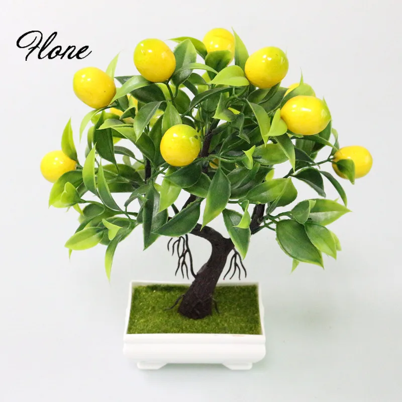 

Flone Bonsai Artificial Plants Bonsai Fake Tree Yellow Foam Fruit Potted For Home Decoration Accessories Wedding Decor